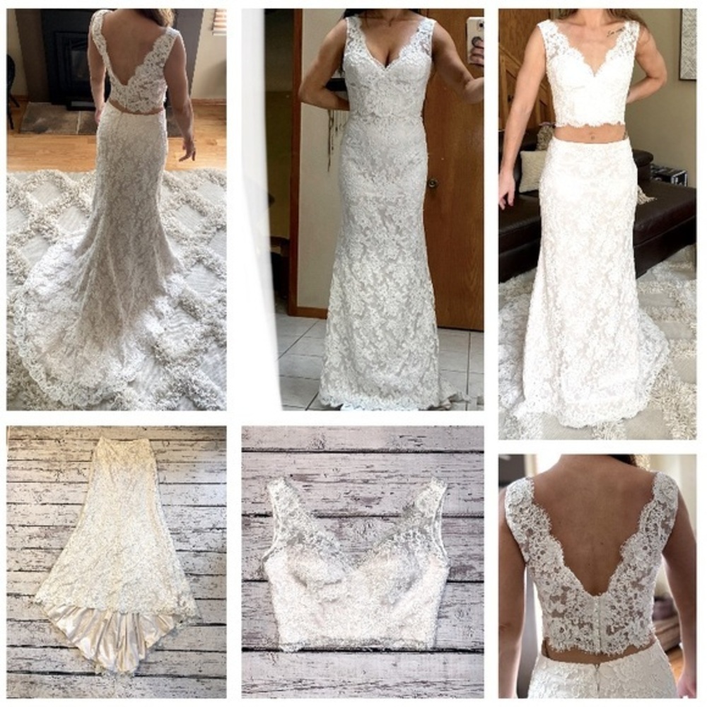 (Mikaella) Paloma Blanca two piece wedding gown